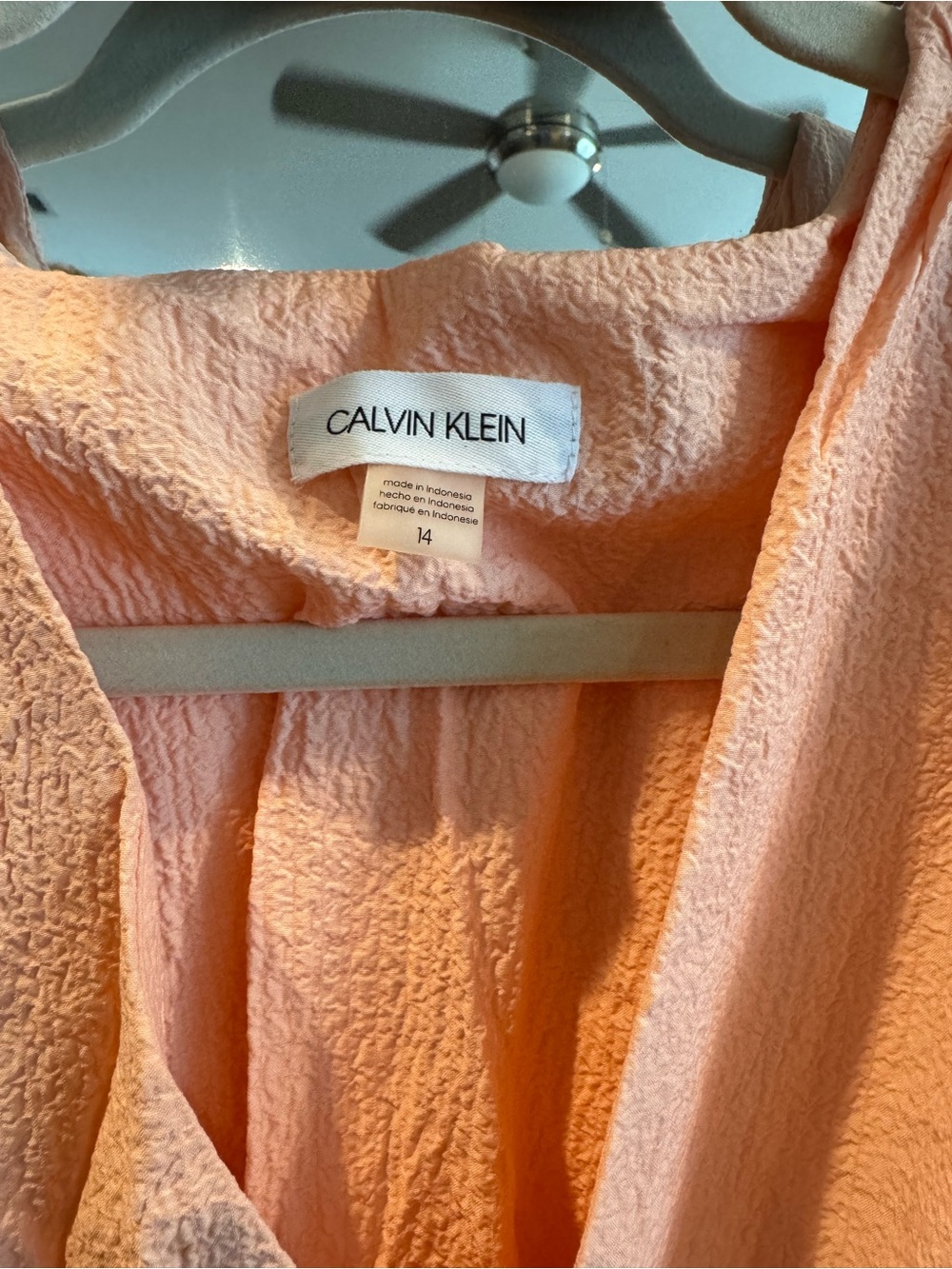 Calvin Klein Peach Ruffle Long Sleeve Dress - Picture 2 of 2